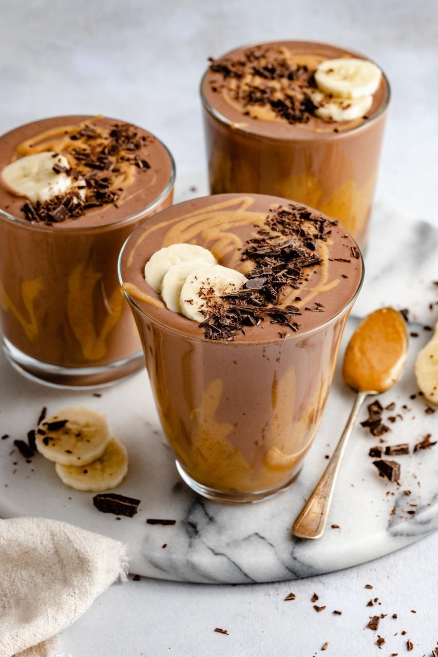 Chocolate Peanut Butter Banana Smoothie | Ambitious Kitchen