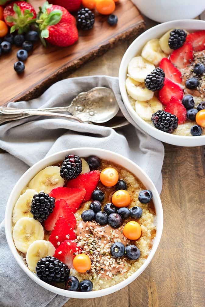 Quinoa Breakfast Bowl with Berries - Healthier Steps