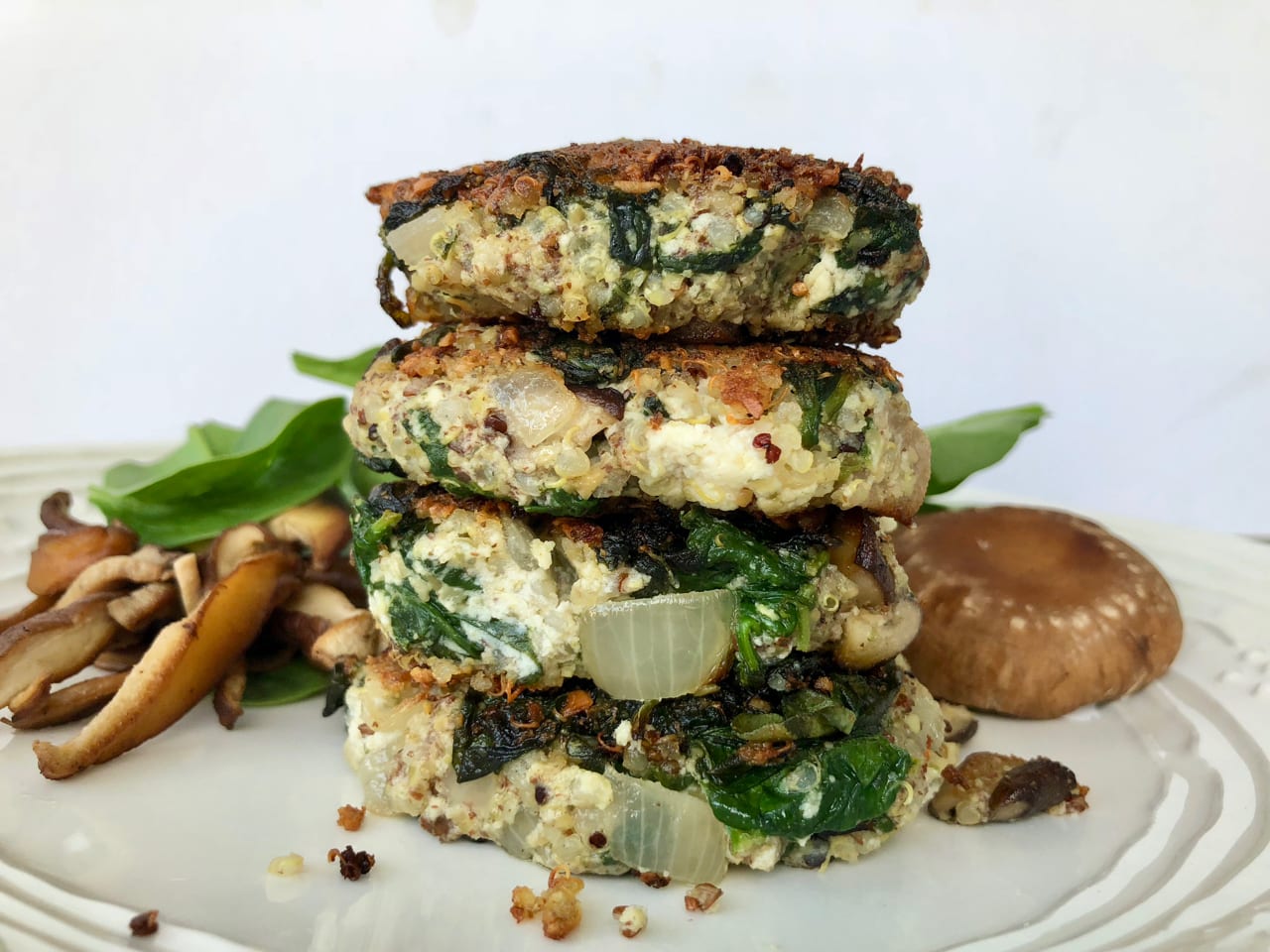 Spinach and Mushroom Veggie Burgers — Vegetarian or Vegan