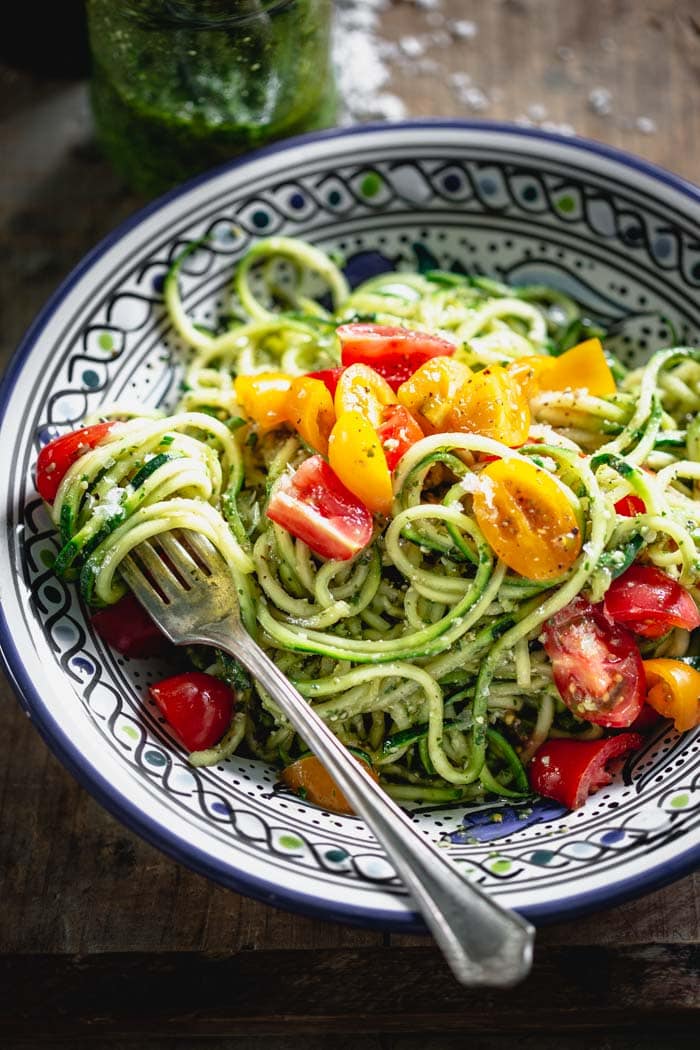 No-Cook Zucchini Noodles with Pesto - Healthy Seasonal Recipes